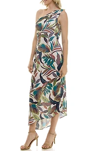 Pleated One-Shoulder Dress