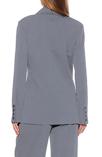 Indigo Oversize Pinstripe Double Breasted Blazer