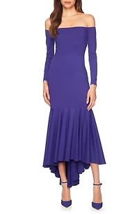 Off the Shoulder Long Sleeve High-Low Dress