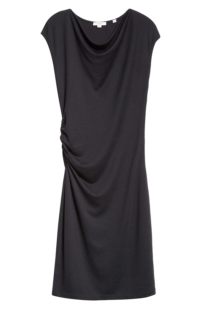 Cowl Neck Side Ruched Knit Dress