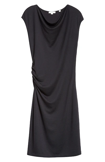 Cowl Neck Side Ruched Knit Dress