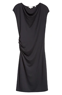 Cowl Neck Side Ruched Knit Dress