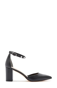 Faux Pearl Block Heel Pump