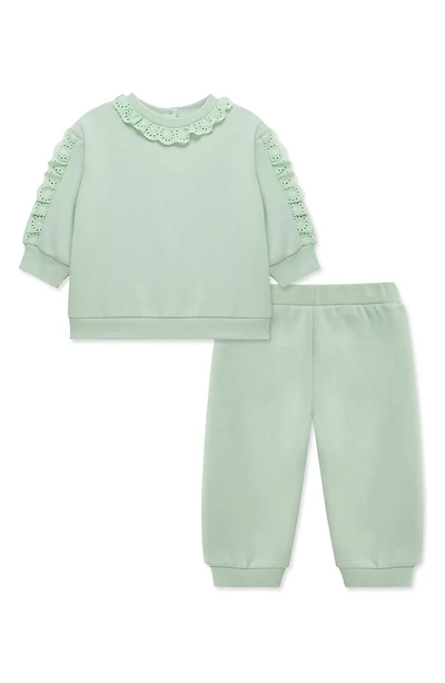 Ruffle Lace Trim Sweatshirt & Joggers