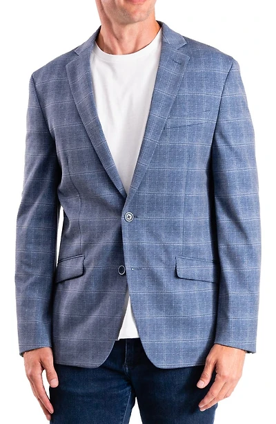 Blue Plaid Knit Sport Coat