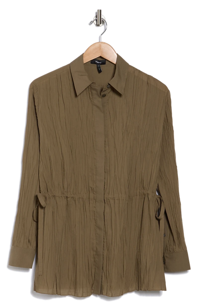 Crinkle Button Front Shirt