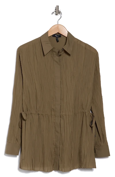 Crinkle Button Front Shirt