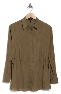 Crinkle Button Front Shirt