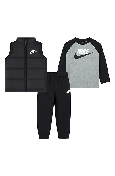 Kids' Logo Puffer Vest, T-Shirt & Fleece Joggers Set