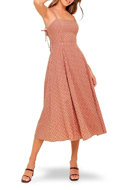 Plaid Fit & Flare Midi Dress