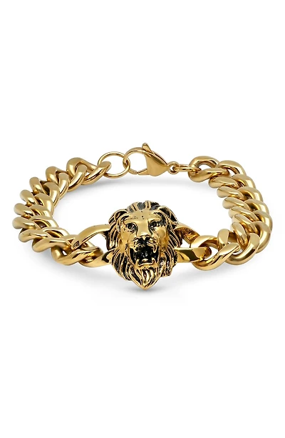 18K Gold Plated Stainless Steel Lion Head Bracelet