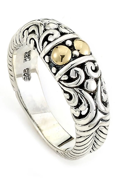 Sterling Silver & 18K Gold Balinese Design Ring