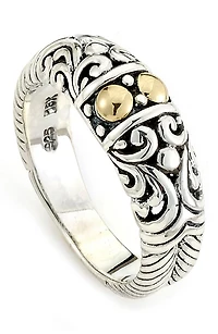 Sterling Silver & 18K Gold Balinese Design Ring