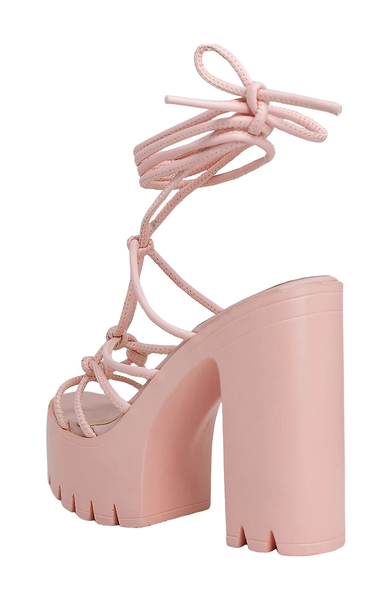 Knotted Ankle Wrap Platform Sandal