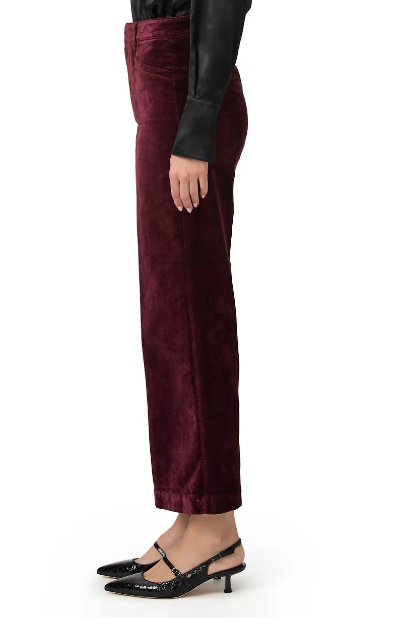Anessa High Waist Ankle Wide Leg Velvet Pants