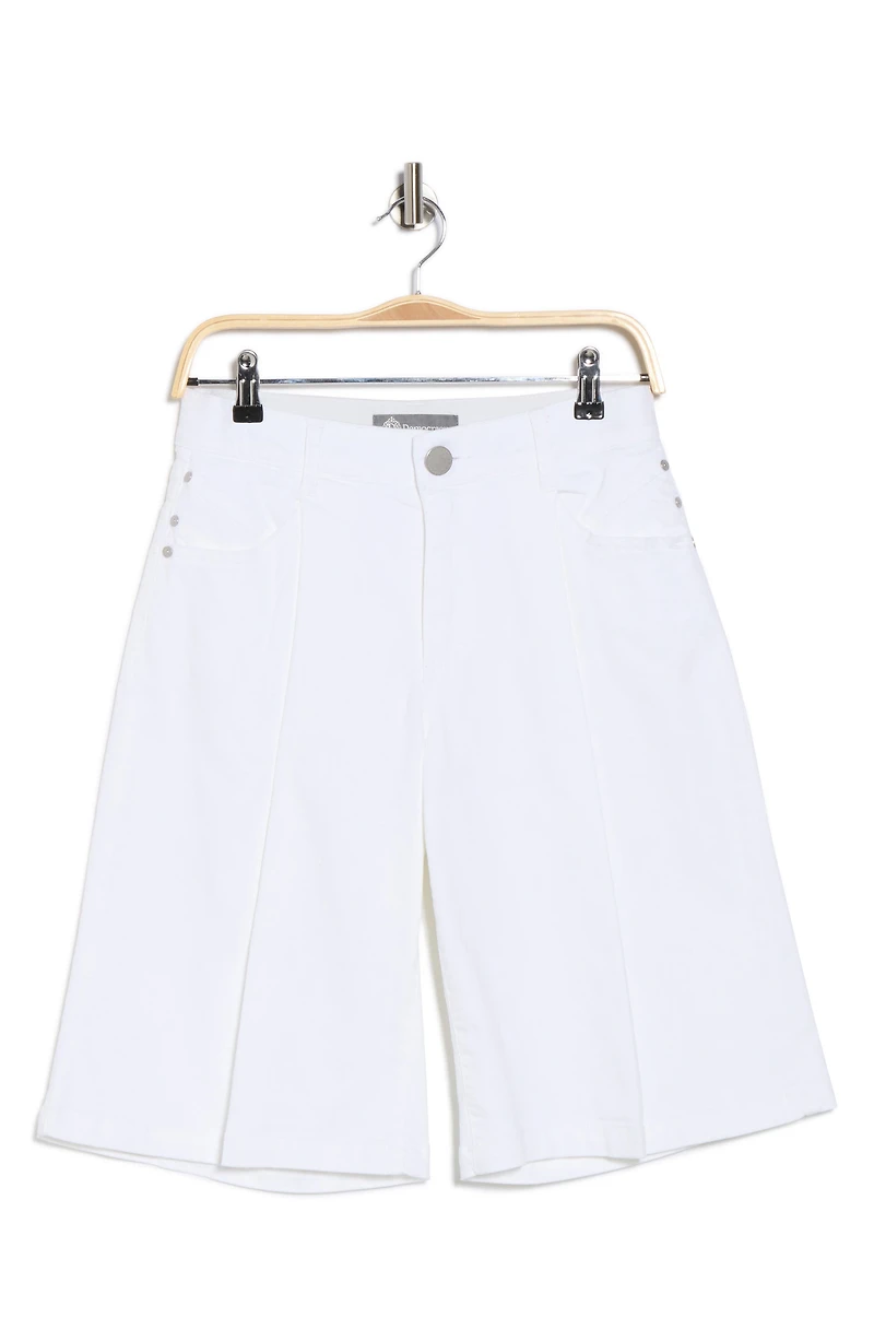 Pleated Front Denim Bermuda Shorts