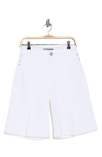 Pleated Front Denim Bermuda Shorts