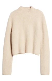Boxy Mock Neck Rib Sweater