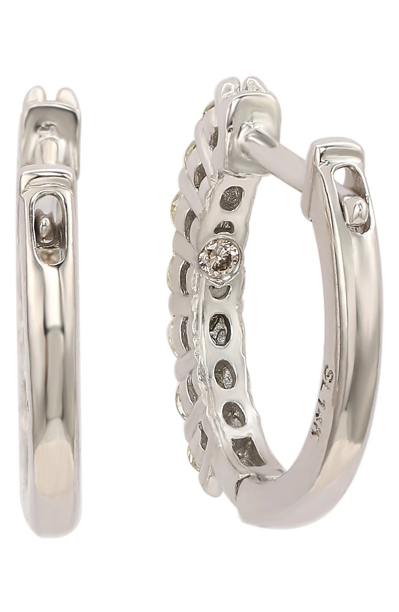 14K Gold Diamond Huggie Hoop Earrings - 0.50ct.