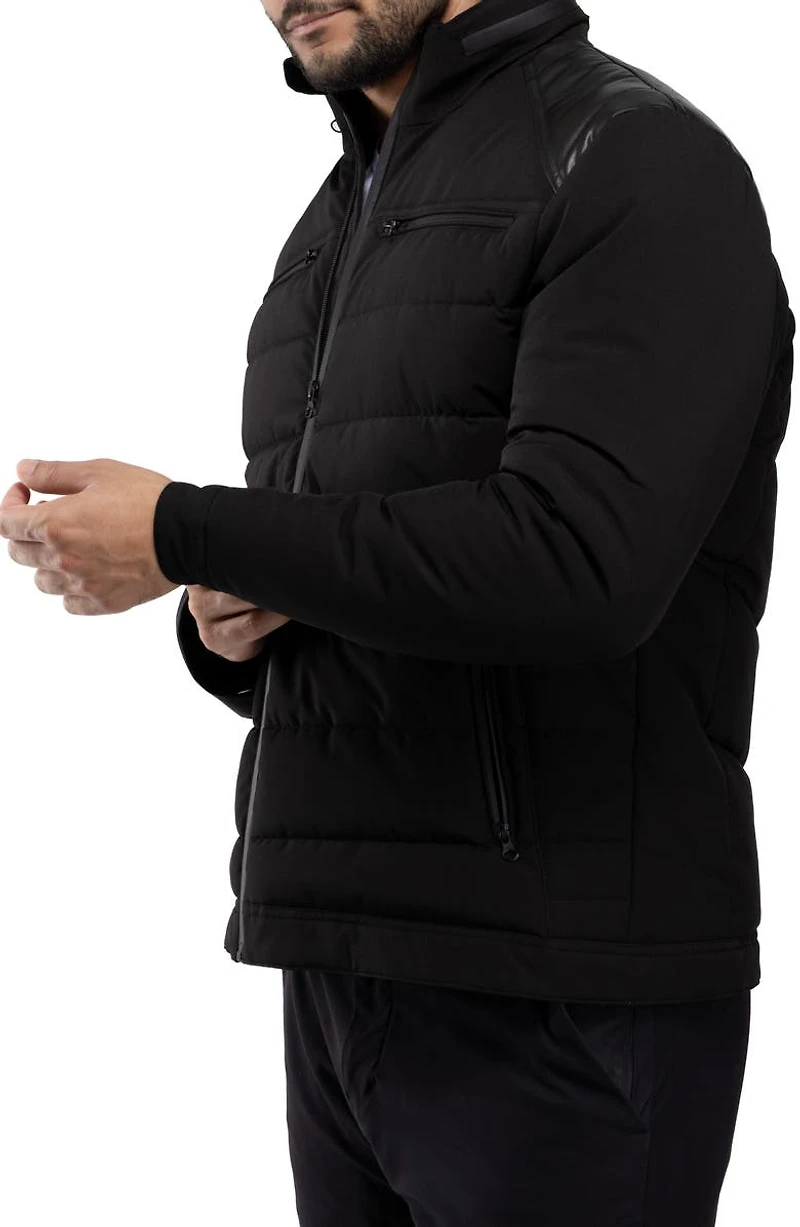 Faux Leather Trim Puffer Jacket