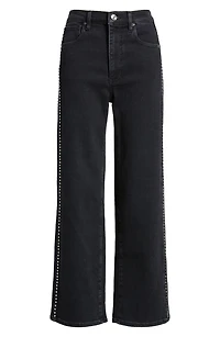 Le Sleek Studded Straight Leg Jeans