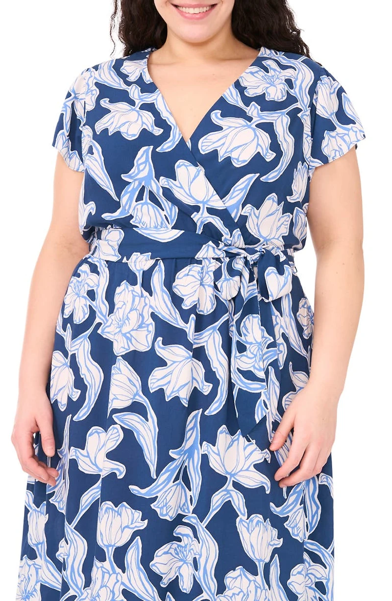 Floral Faux Wrap Maxi Dress