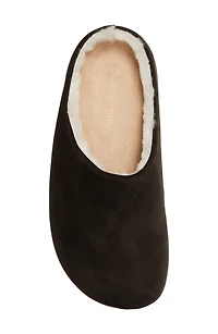 Suede & Genuine Shearling Clog