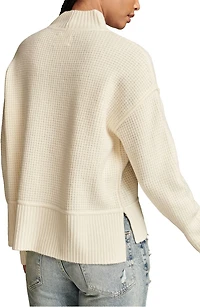 Waffle Stitch Mock Neck Sweater