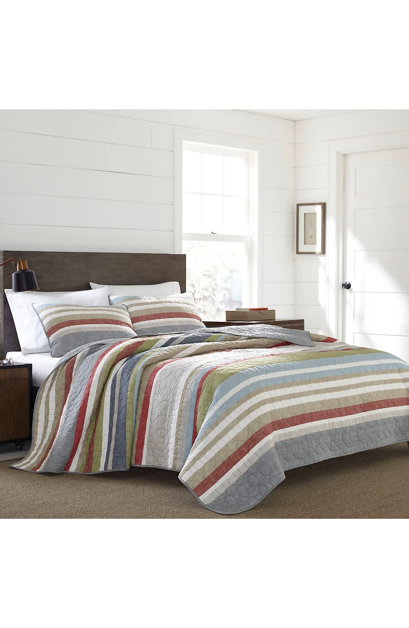 Salmon Ladder Cotton Quilt 3-Piece Set
