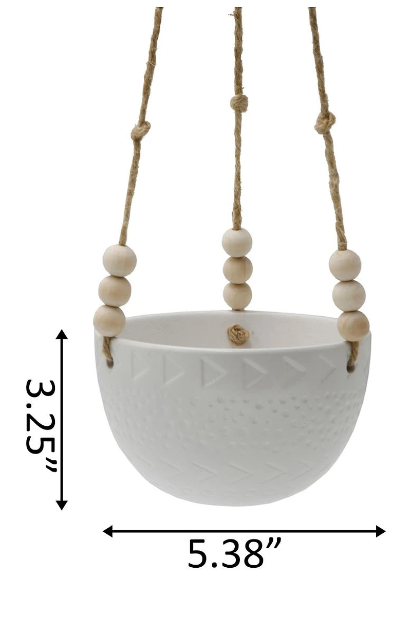 Matte White Caveman Ceramic Hanging Planter