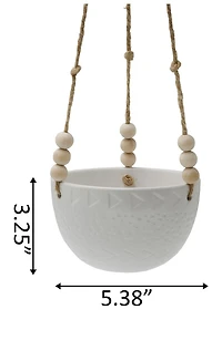 Matte White Caveman Ceramic Hanging Planter