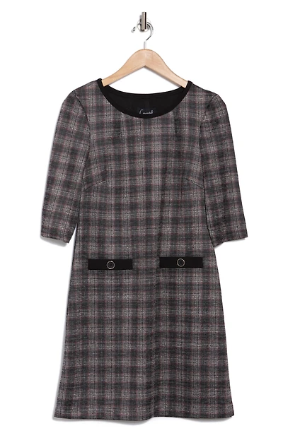 Three Quarter Sleeve Plaid Dress