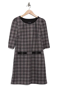 Three Quarter Sleeve Plaid Dress