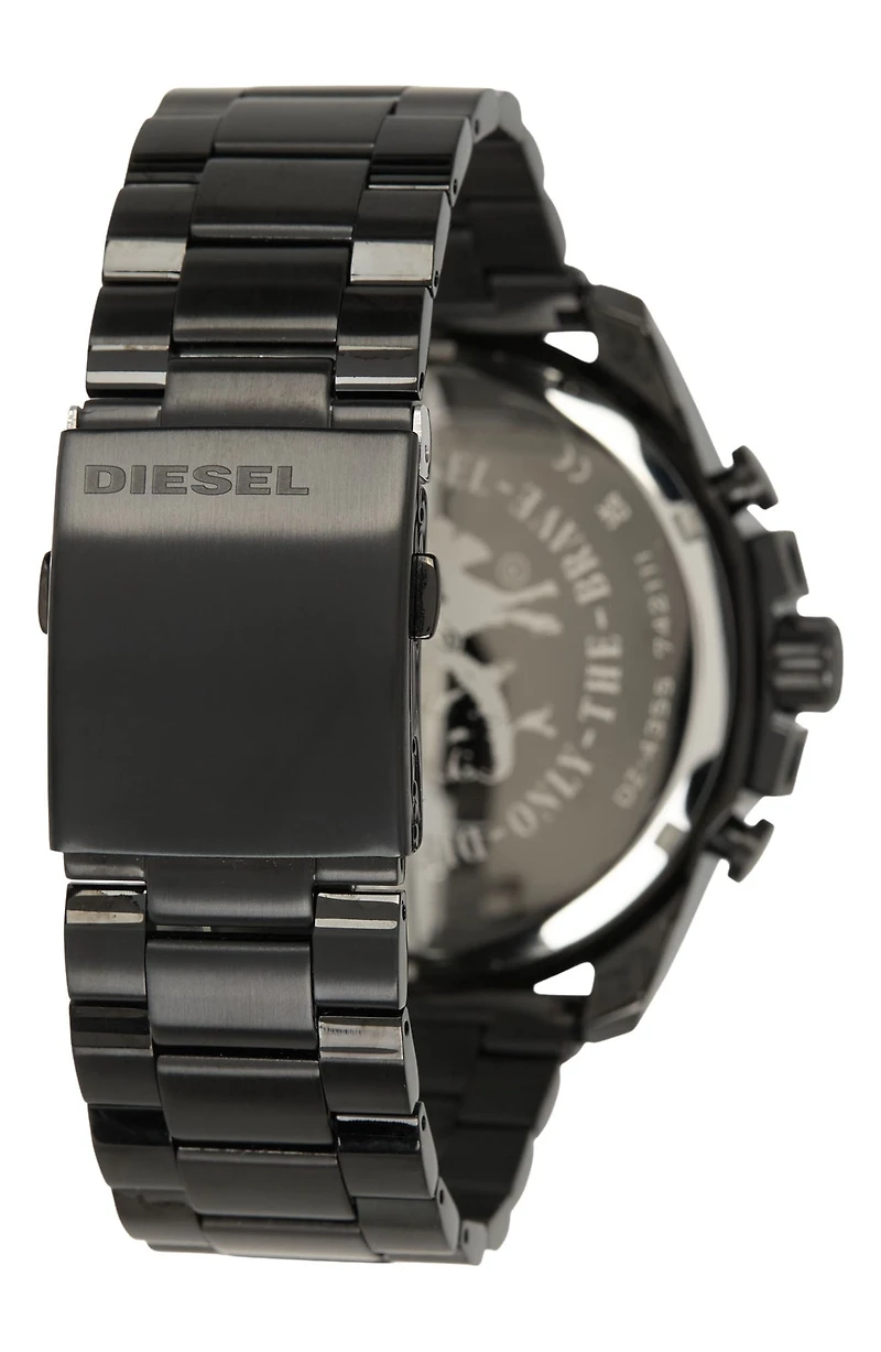 DIESEL Men's Mega Chief Black Stainless Steel Chronograph Watch, 51mm