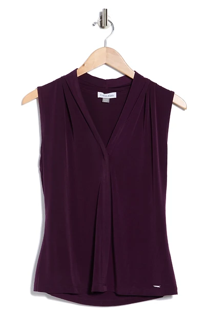 Pleated Neck Sleeveless Top