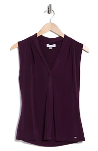 Pleated Neck Sleeveless Top