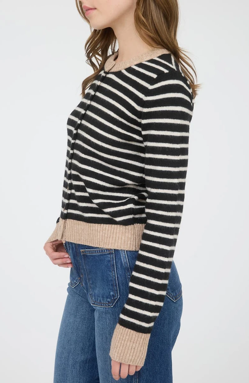 Contrast Stripe Knit Cardigan