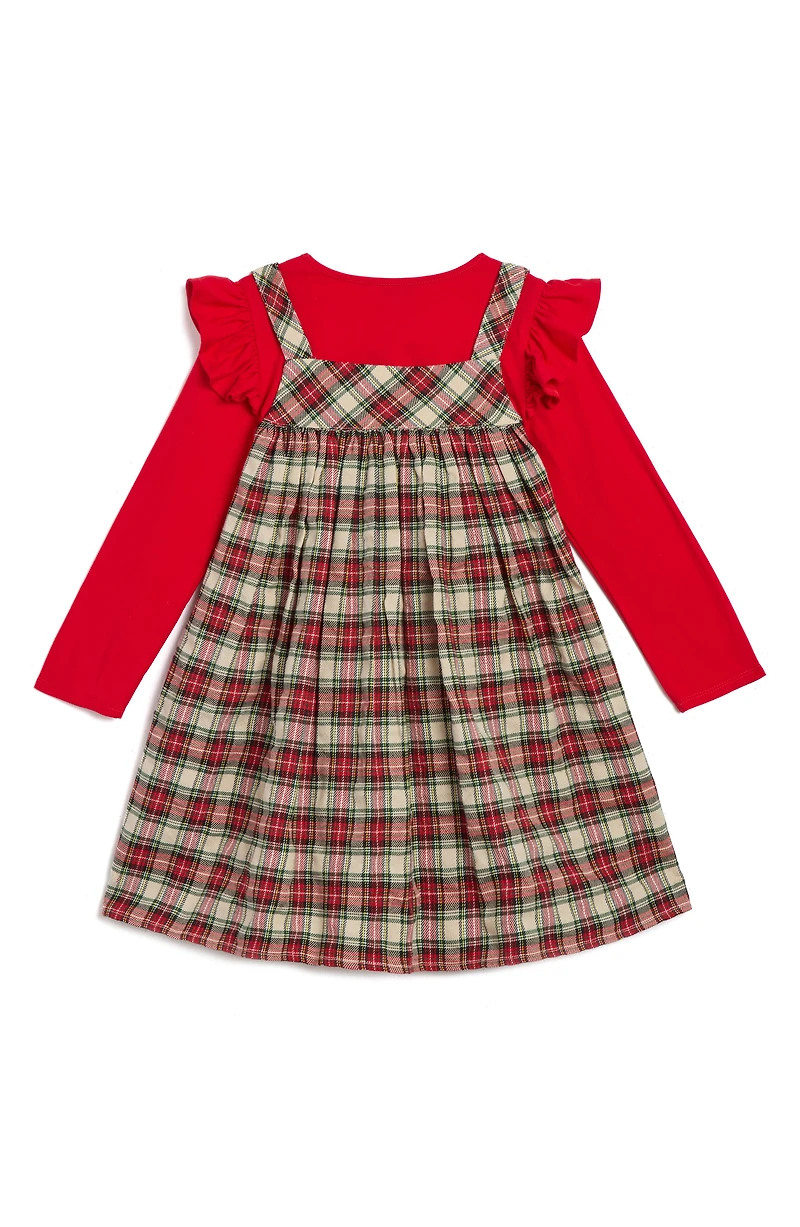 Kids' Plaid Dress & Long Sleeve T-Shirt Set