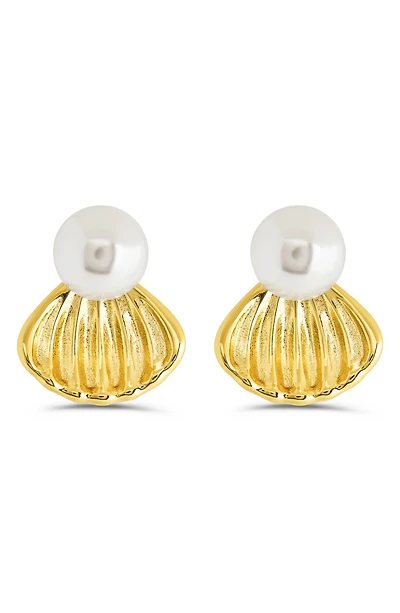 Alice Faux Pearl Shell Stud Earrings