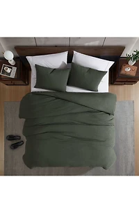 Solid Waffle Knit Duvet Cover & Sham Set