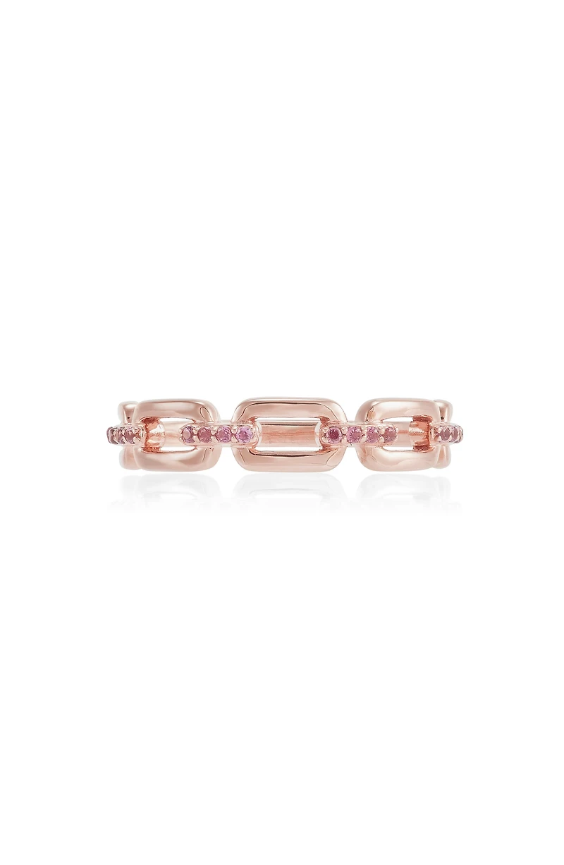 14K Rose Gold Amethyst Link Band Ring