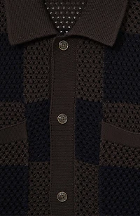 Alfred Open Knit Short Sleeve Button-Up Shirt