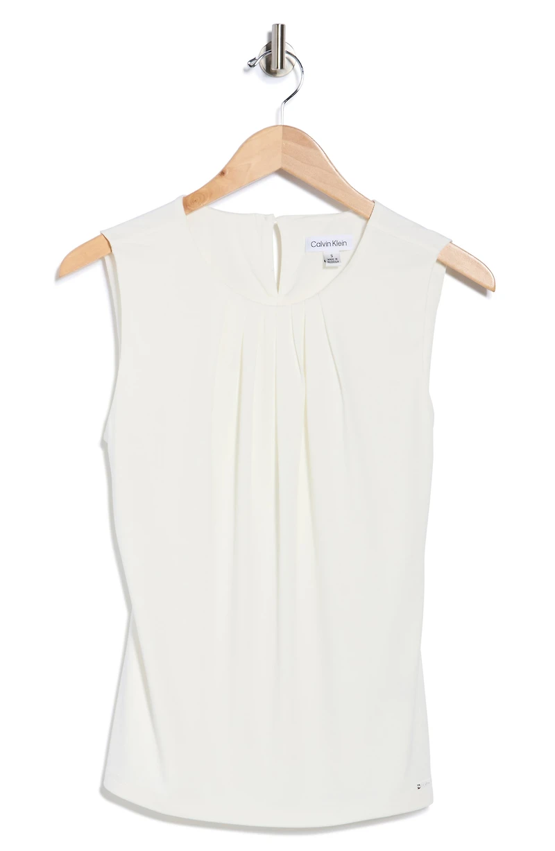 Pleated Neck Sleeveless Top