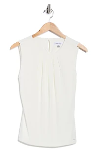 Pleated Neck Sleeveless Top
