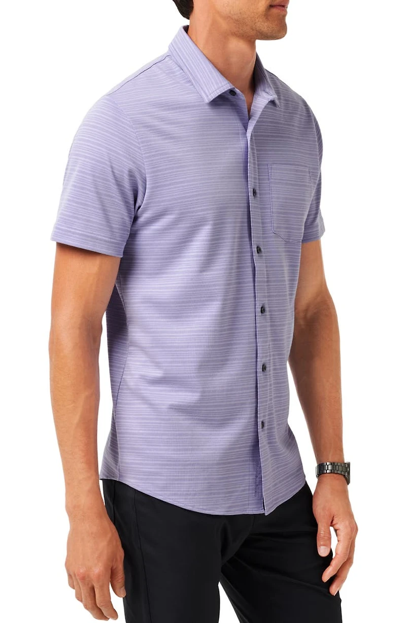 Tip to the City Short Sleeve Cotton Blend Button-Up Shirt
