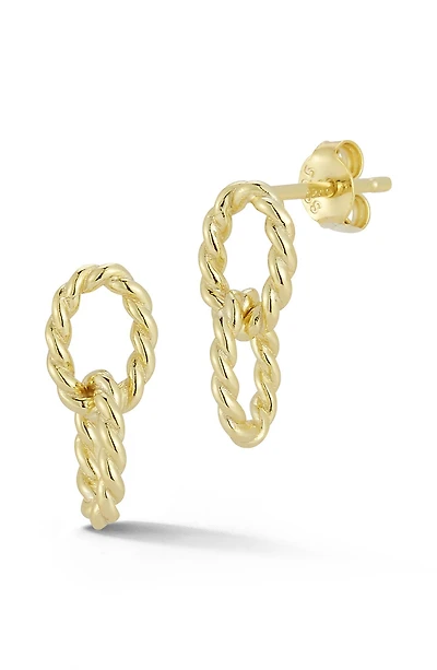 14K Gold Plate Twisted Hoop Drop Earrings
