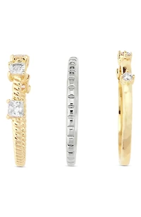 Set of 3 Mixed Metal CZ Rings
