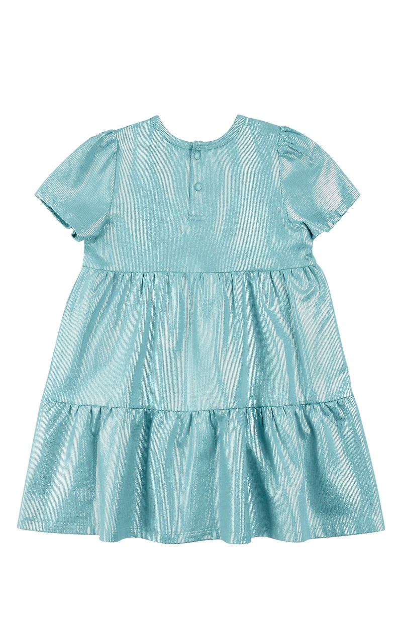 Kids' Cotton Lamé Tiered Party Dress