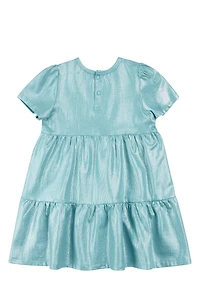 Kids' Cotton Lamé Tiered Party Dress