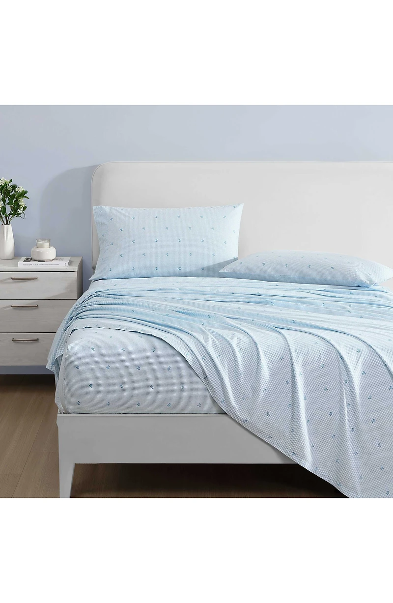 Turtle Gingham 3-Piece Cotton Sheet Set